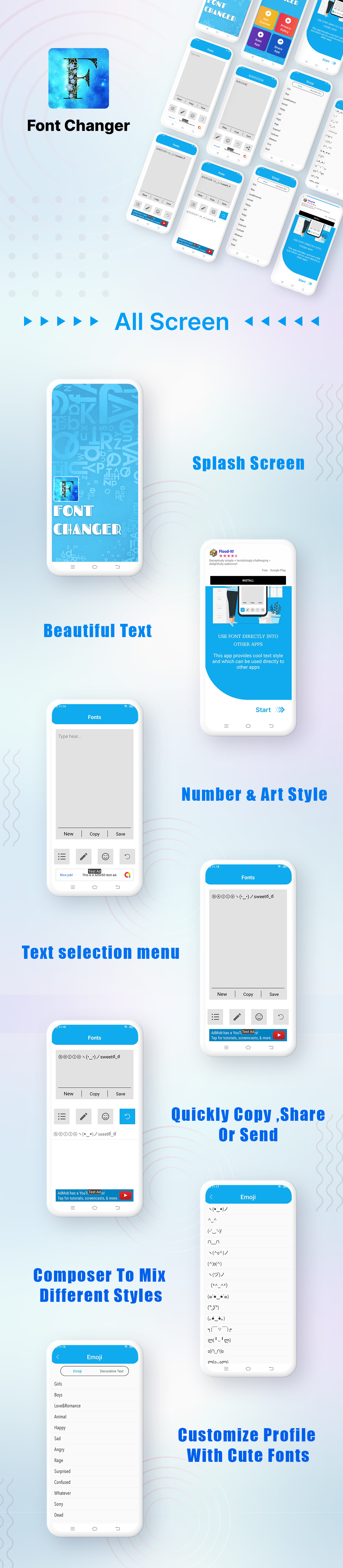Font Changer | Text Maker | Android App | Admob Ads - 1